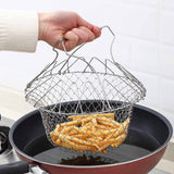 Stainless Steel Frying Basket Foldable Moderate Mesh Density Versatile Cooking Strainer Net for Kitchen - Extra Image
