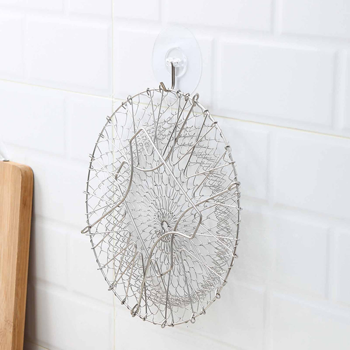 Stainless Steel Frying Basket Foldable Moderate Mesh Density Versatile Cooking Strainer Net for Kitchen