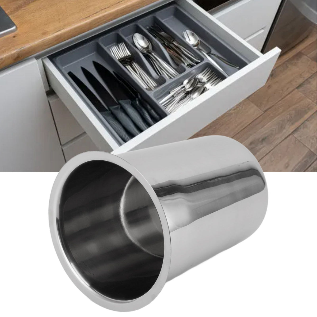 Kitchen Utensil Holder Multipurpose Large Capacity Mess Proof 304 Stainless Steel Utensil Holder for Countertop Without Holes