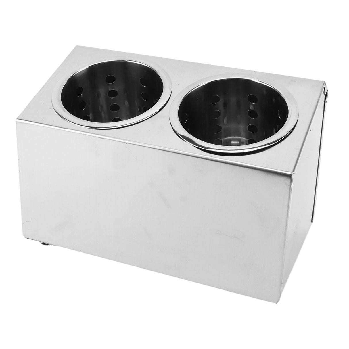 Kitchen Utensil Holder Multi Functional Non Slip Bottom Stainless Steel Knife Fork Storage Bucket 2 Holes