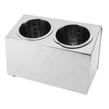Kitchen Utensil Holder Multi Functional Non Slip Bottom Stainless Steel Knife Fork Storage Bucket 2 Holes - Front View