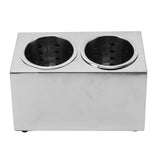 Kitchen Utensil Holder Multi Functional Non Slip Bottom Stainless Steel Knife Fork Storage Bucket 2 Holes