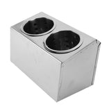Kitchen Utensil Holder Multi Functional Non Slip Bottom Stainless Steel Knife Fork Storage Bucket 2 Holes