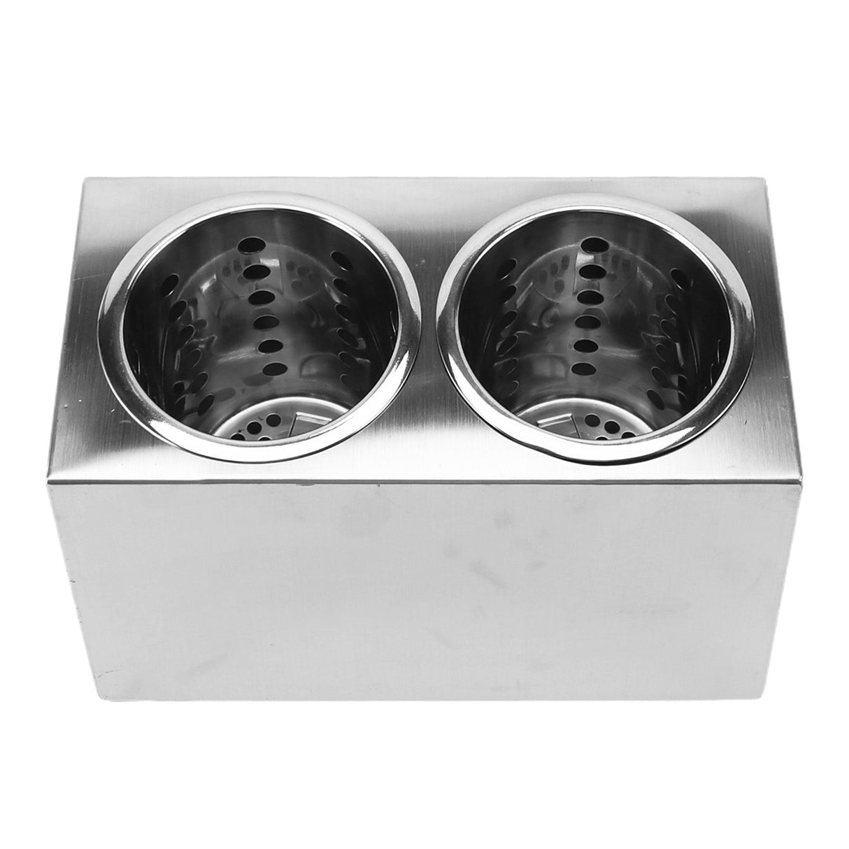 Kitchen Utensil Holder Multi Functional Non Slip Bottom Stainless Steel Knife Fork Storage Bucket 2 Holes