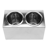 Kitchen Utensil Holder Multi Functional Non Slip Bottom Stainless Steel Knife Fork Storage Bucket 2 Holes
