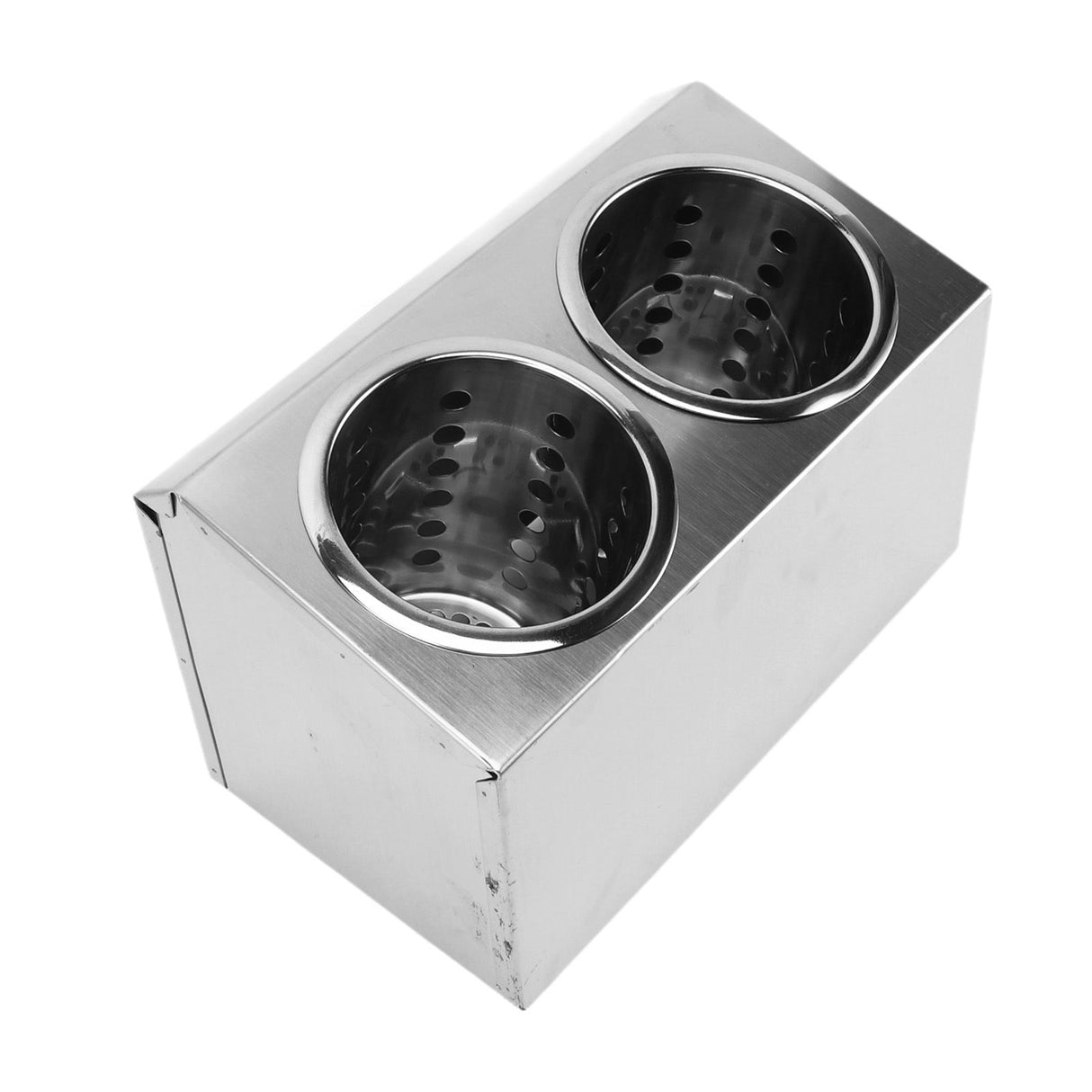 Kitchen Utensil Holder Multi Functional Non Slip Bottom Stainless Steel Knife Fork Storage Bucket 2 Holes