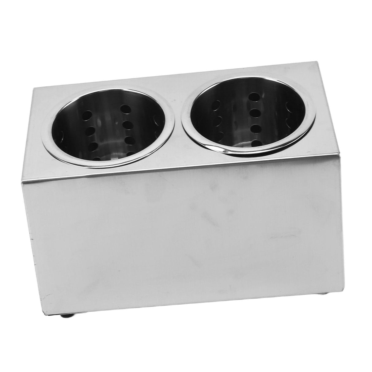 Kitchen Utensil Holder Multi Functional Non Slip Bottom Stainless Steel Knife Fork Storage Bucket 2 Holes