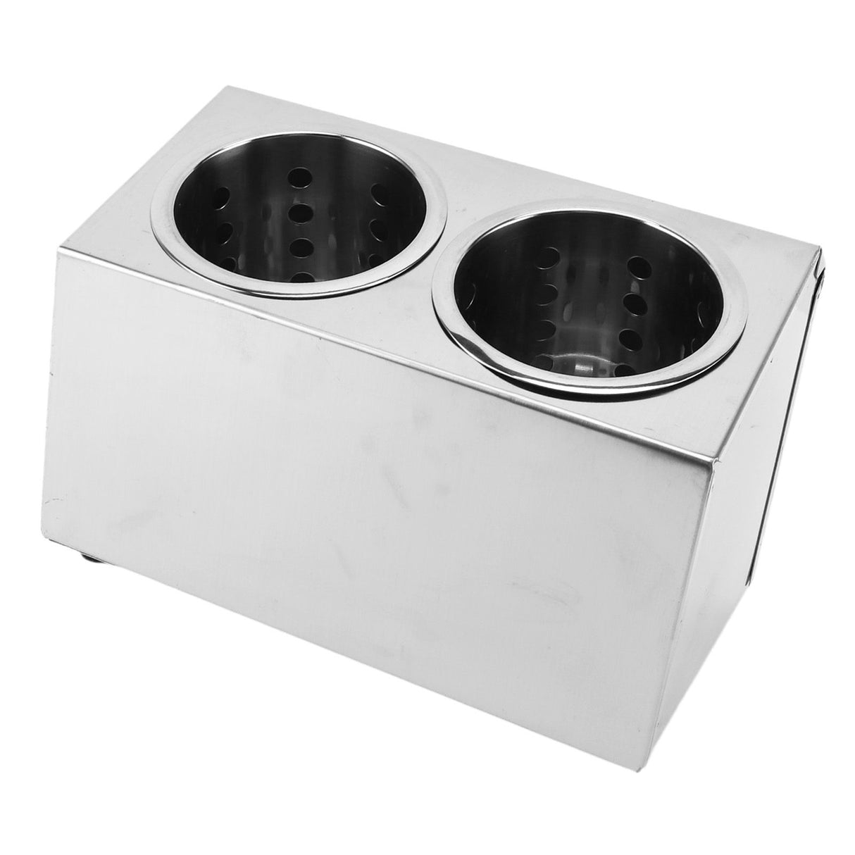 Kitchen Utensil Holder Multi Functional Non Slip Bottom Stainless Steel Knife Fork Storage Bucket 2 Holes