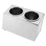 Kitchen Utensil Holder Multi Functional Non Slip Bottom Stainless Steel Knife Fork Storage Bucket 2 Holes