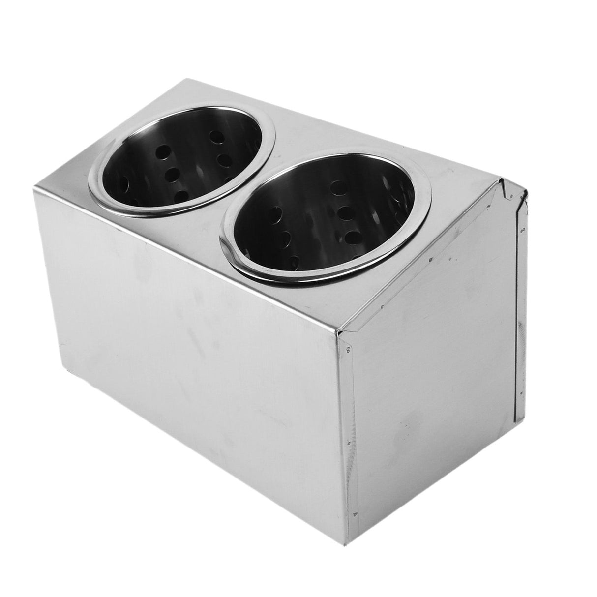 Kitchen Utensil Holder Multi Functional Non Slip Bottom Stainless Steel Knife Fork Storage Bucket 2 Holes
