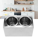 Kitchen Utensil Holder Multi Functional Non Slip Bottom Stainless Steel Knife Fork Storage Bucket 2 Holes