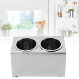 Kitchen Utensil Holder Multi Functional Non Slip Bottom Stainless Steel Knife Fork Storage Bucket 2 Holes - Extra Image