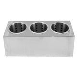 Kitchen Utensil Holder Multi Functional Non Slip Bottom Stainless Steel Knife Fork Storage Bucket 3 Holes - Front View
