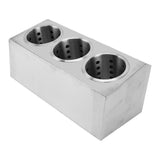 Kitchen Utensil Holder Multi Functional Non Slip Bottom Stainless Steel Knife Fork Storage Bucket 3 Holes - Side View