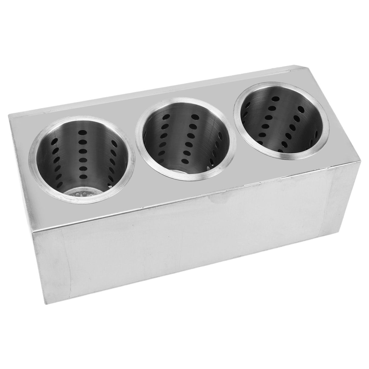 Kitchen Utensil Holder Multi Functional Non Slip Bottom Stainless Steel Knife Fork Storage Bucket 3 Holes