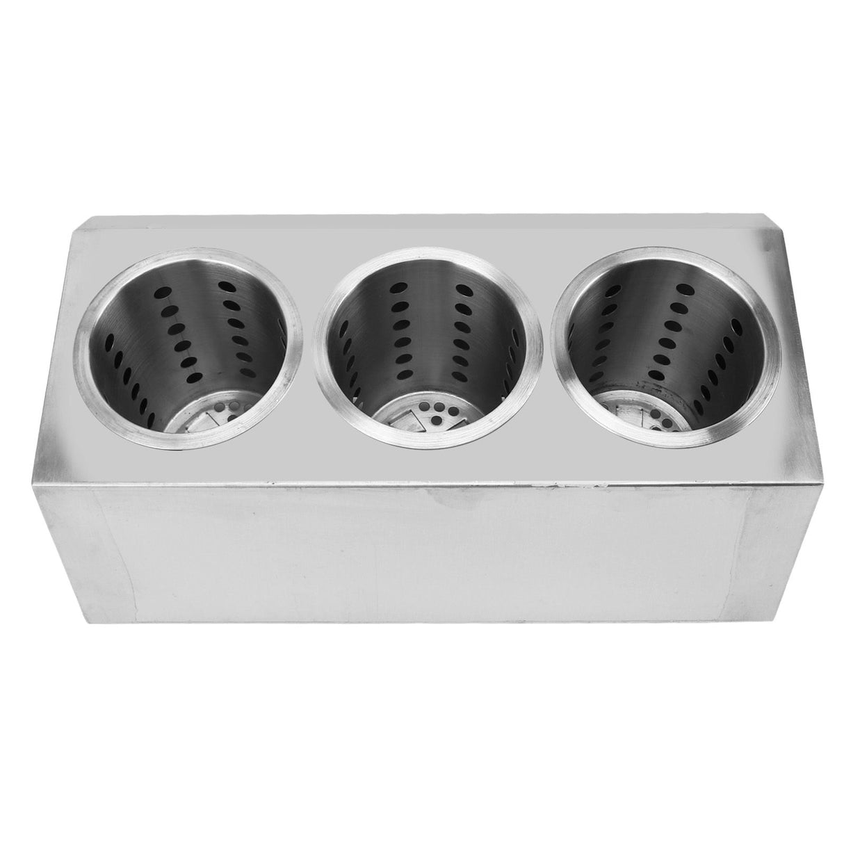 Kitchen Utensil Holder Multi Functional Non Slip Bottom Stainless Steel Knife Fork Storage Bucket 3 Holes
