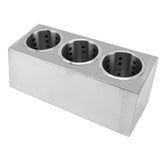 Kitchen Utensil Holder Multi Functional Non Slip Bottom Stainless Steel Knife Fork Storage Bucket 3 Holes - Low Angle