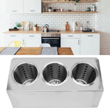 Kitchen Utensil Holder Multi Functional Non Slip Bottom Stainless Steel Knife Fork Storage Bucket 3 Holes