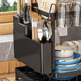 Dish Drying Rack for Countertop Aluminum 2 Tier Dish Rack with Drainboard and Utensil Holder for Kitchen Organization Black - Extra Image