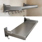 Wall Mount Kitchen Shelf Carbon Steel Punch Free Multifunctional Floating Shelf Hanging Spice Rack for Utensils