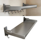 Wall Mount Kitchen Shelf Carbon Steel Punch Free Multifunctional Floating Shelf Hanging Spice Rack for Utensils - Rear View