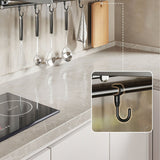 Wall Mount Kitchen Shelf Carbon Steel Punch Free Multifunctional Floating Shelf Hanging Spice Rack for Utensils