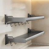 Wall Mount Kitchen Shelf Carbon Steel Punch Free Multifunctional Floating Shelf Hanging Spice Rack for Utensils