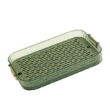 Dish Drain Tray Multipurpose Innovative Light Luxury Double Layers Efficient Draining Drain Tray for Tea Fruit Dish L - Side View