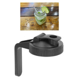 Pour Spout Lid Black Flip Cap Lid Sealing Plastic Wide Mouth Lid with Handle for Mason Jar 70mm Mouth
