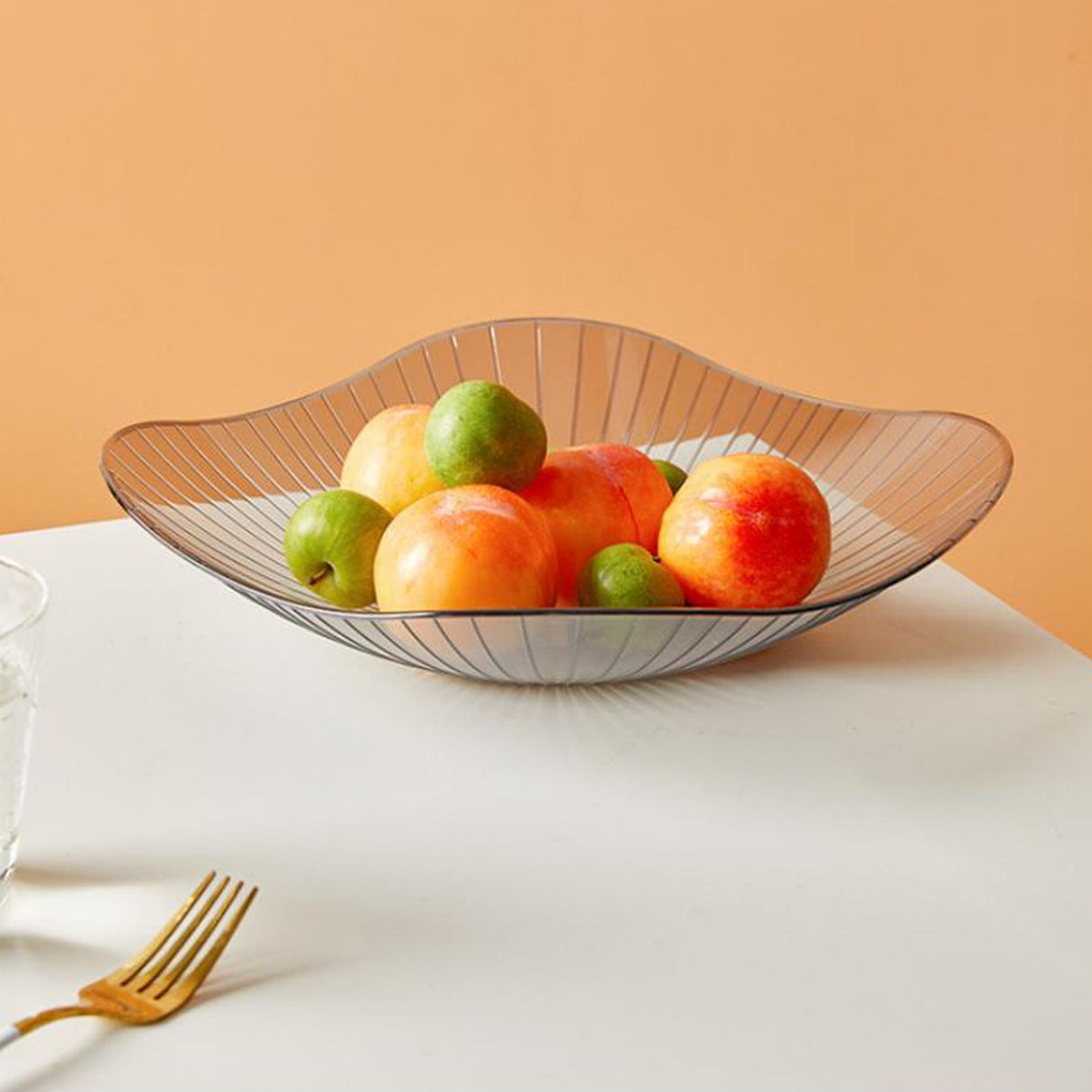 Transparent Grey Fruit Plate Large Plastic Serving Bowl Hand Made Candy Snack Bowl for Living Room Restaurant Party