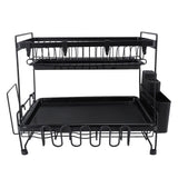 Dish Drying Rack 2 Layer Foldable Versatile Convenient Storage Dish Drainer Rack with Utensil Holder for Home
