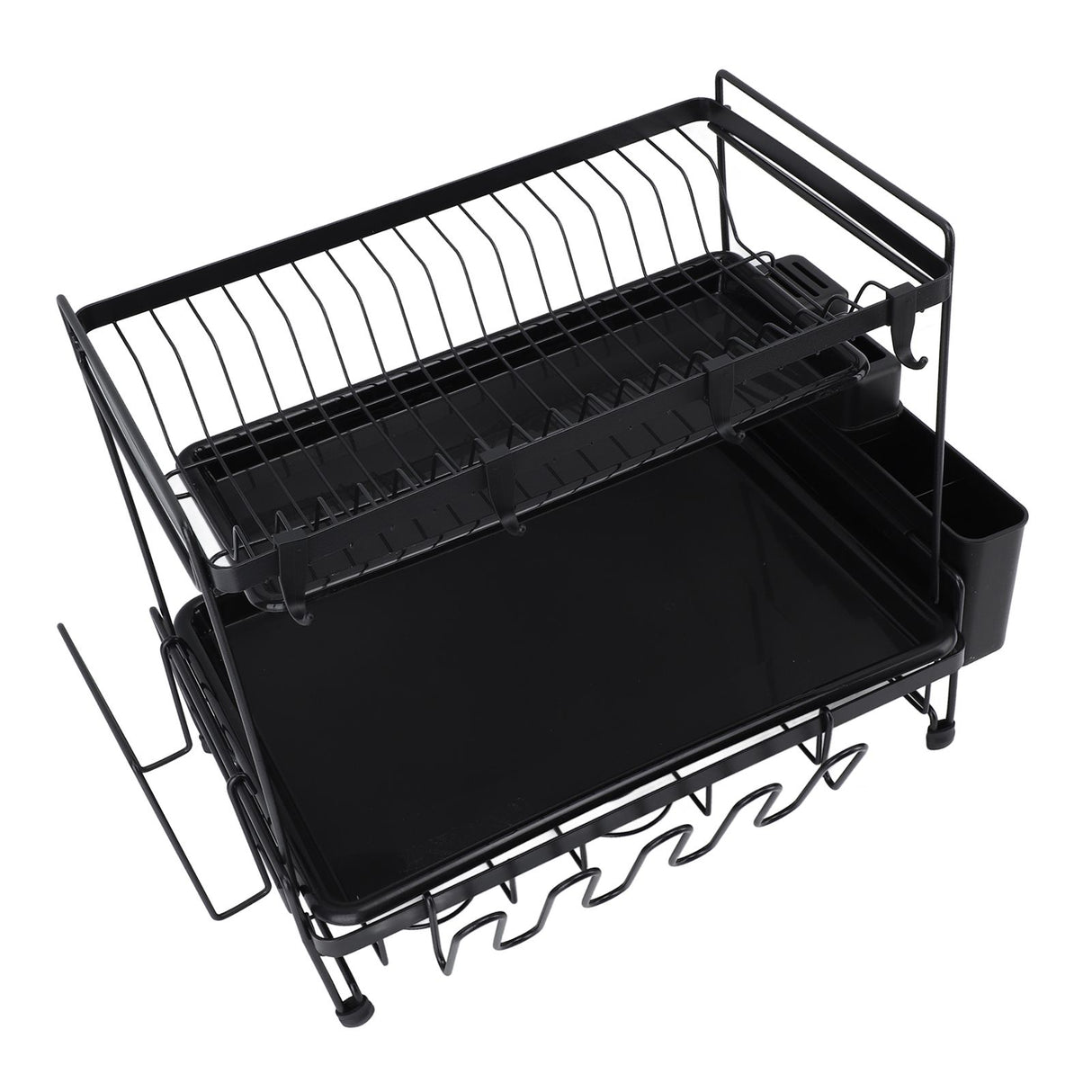 Dish Drying Rack 2 Layer Foldable Versatile Convenient Storage Dish Drainer Rack with Utensil Holder for Home