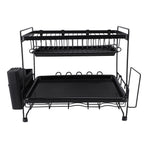 Dish Drying Rack 2 Layer Foldable Versatile Convenient Storage Dish Drainer Rack with Utensil Holder for Home