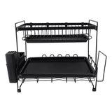Dish Drying Rack 2 Layer Foldable Versatile Convenient Storage Dish Drainer Rack with Utensil Holder for Home - Side View