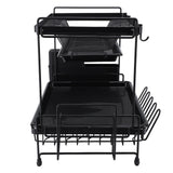 Dish Drying Rack 2 Layer Foldable Versatile Convenient Storage Dish Drainer Rack with Utensil Holder for Home - Top-Down View