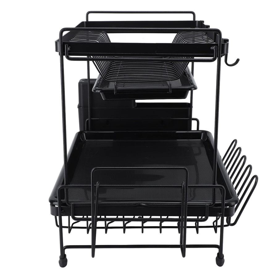 Dish Drying Rack 2 Layer Foldable Versatile Convenient Storage Dish Drainer Rack with Utensil Holder for Home