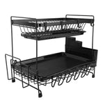 Dish Drying Rack 2 Layer Foldable Versatile Convenient Storage Dish Drainer Rack with Utensil Holder for Home