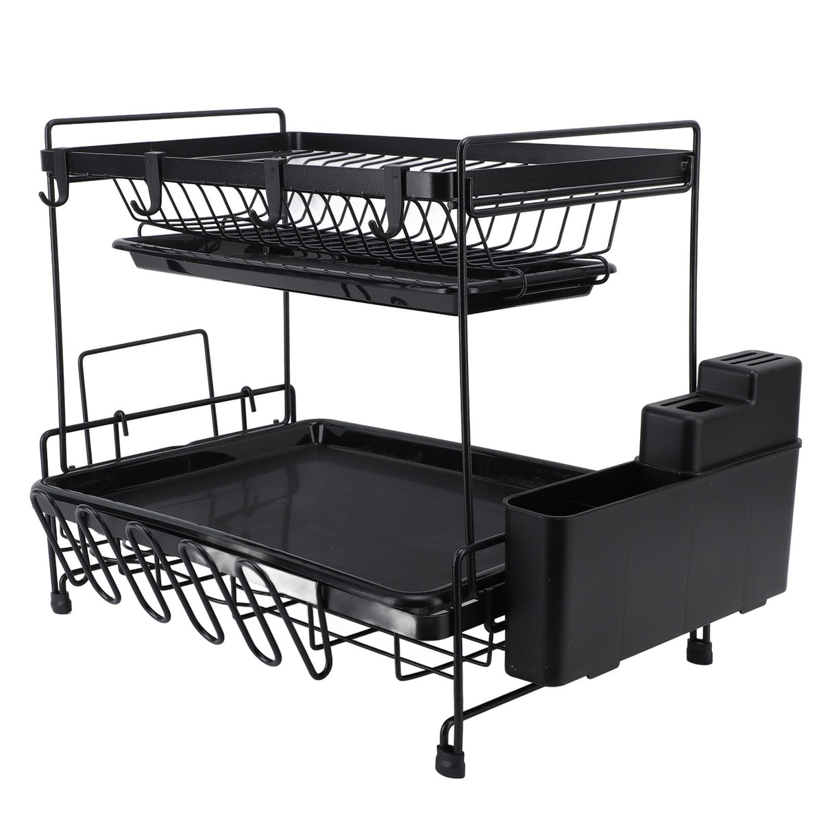 Dish Drying Rack 2 Layer Foldable Versatile Convenient Storage Dish Drainer Rack with Utensil Holder for Home