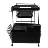 Dish Drying Rack 2 Layer Foldable Versatile Convenient Storage Dish Drainer Rack with Utensil Holder for Home