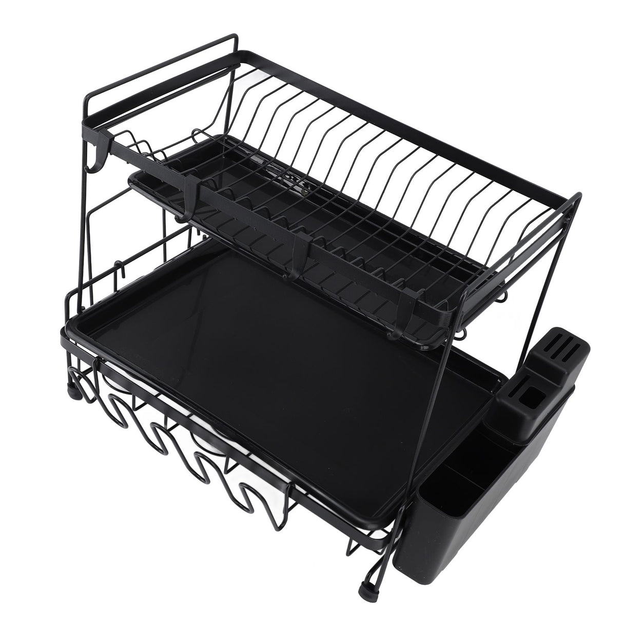 Dish Drying Rack 2 Layer Foldable Versatile Convenient Storage Dish Drainer Rack with Utensil Holder for Home