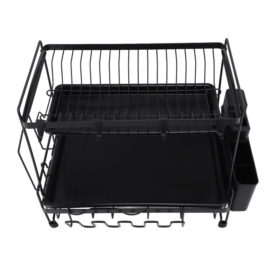 Dish Drying Rack 2 Layer Foldable Versatile Convenient Storage Dish Drainer Rack with Utensil Holder for Home