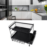 Dish Drying Rack 2 Layer Foldable Versatile Convenient Storage Dish Drainer Rack with Utensil Holder for Home - Extra Image