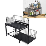 Under Sink Organizer Iron 2 Tier Pull Out Spice Rack Countertop Storage Shelf for Kitchen Bathroom Cabinet