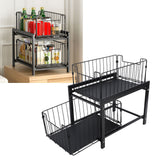 Under Sink Organizer Iron 2 Tier Pull Out Spice Rack Countertop Storage Shelf for Kitchen Bathroom Cabinet