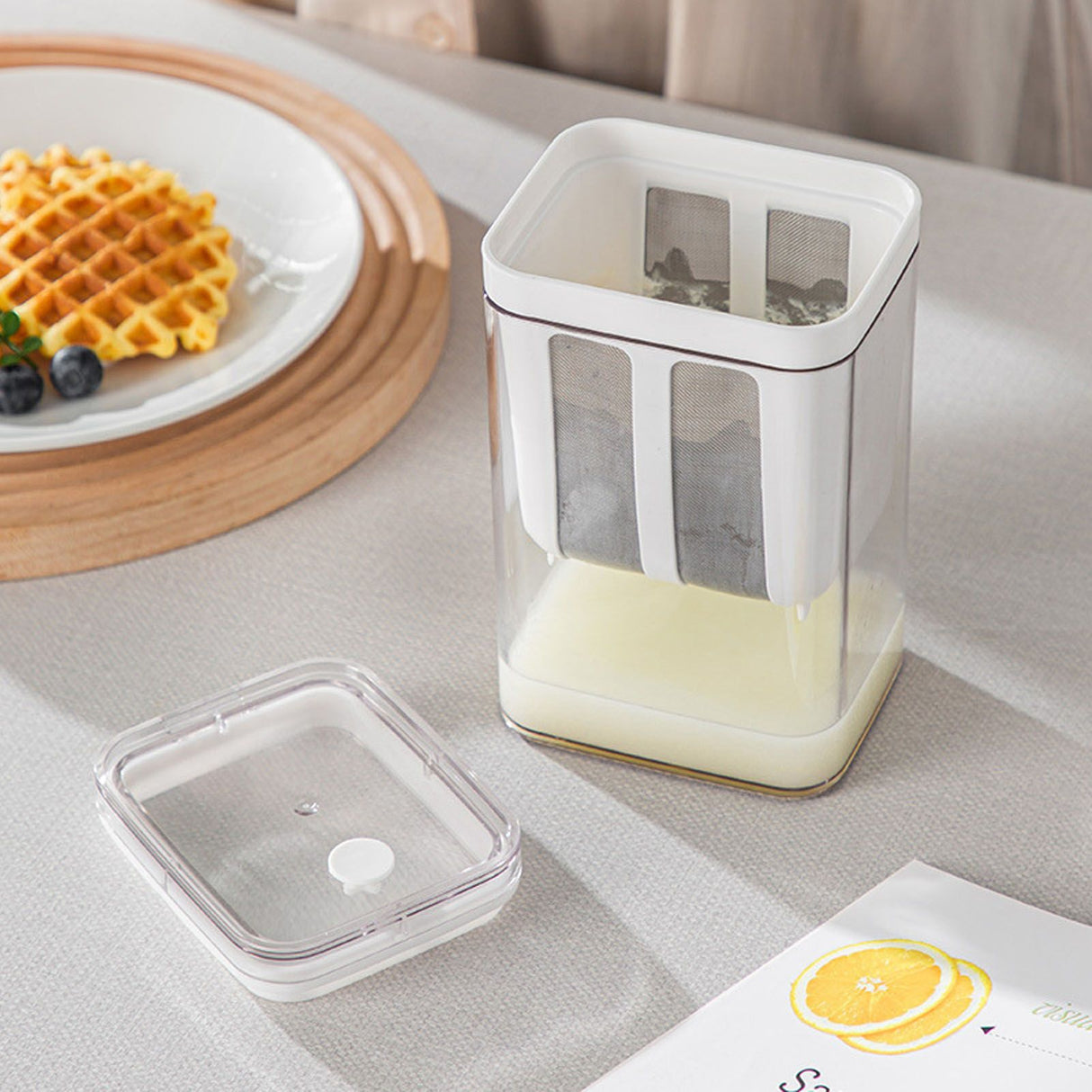 Yogurt Strainer 1100ml Stainless Steel 80 Mesh Fine Hole See Through Easy Operation Whey Separator for Home Kitchen
