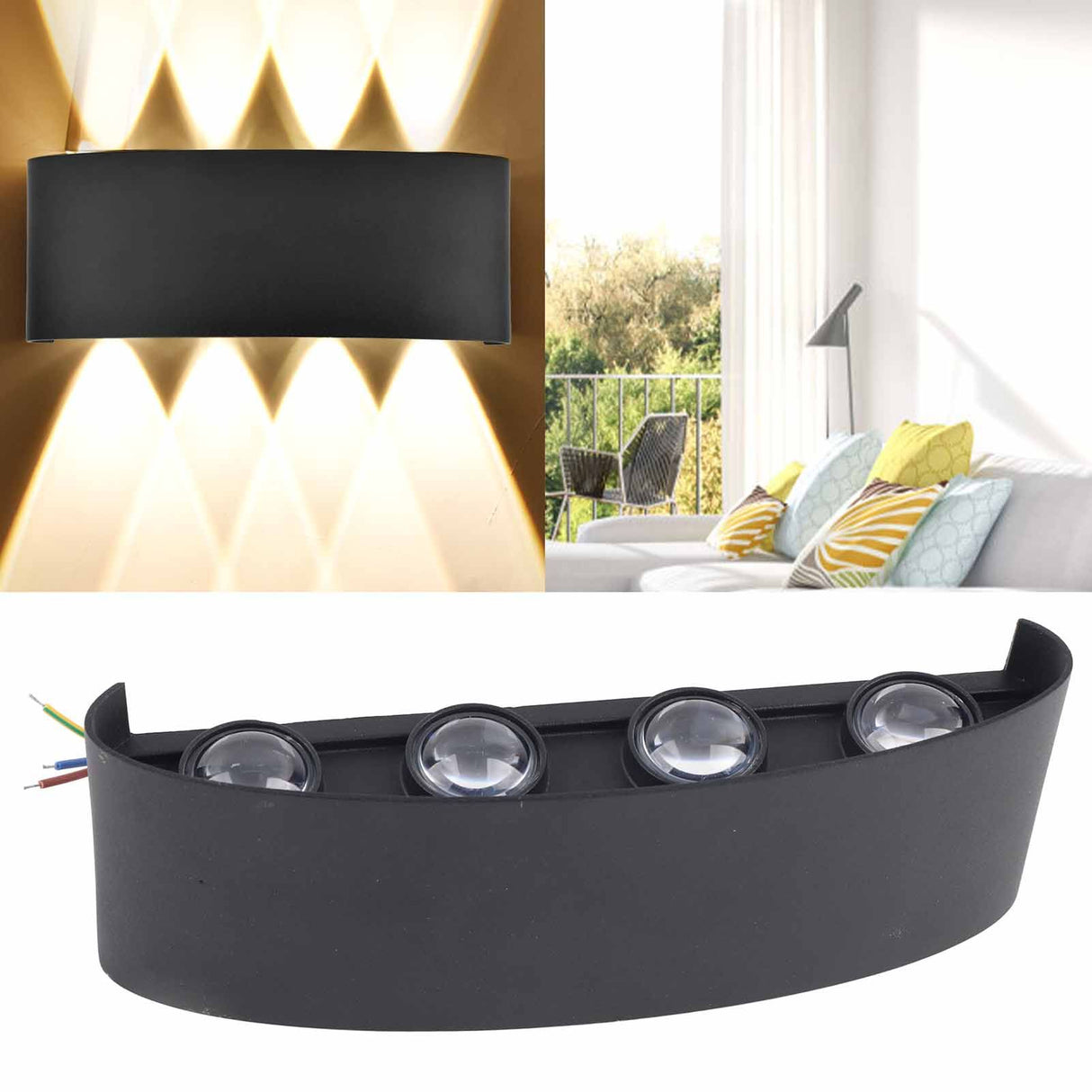 LED Wall Light 8W Waterproof Decorating Lighting Lamps for Living Room Bedroom 85‑265V