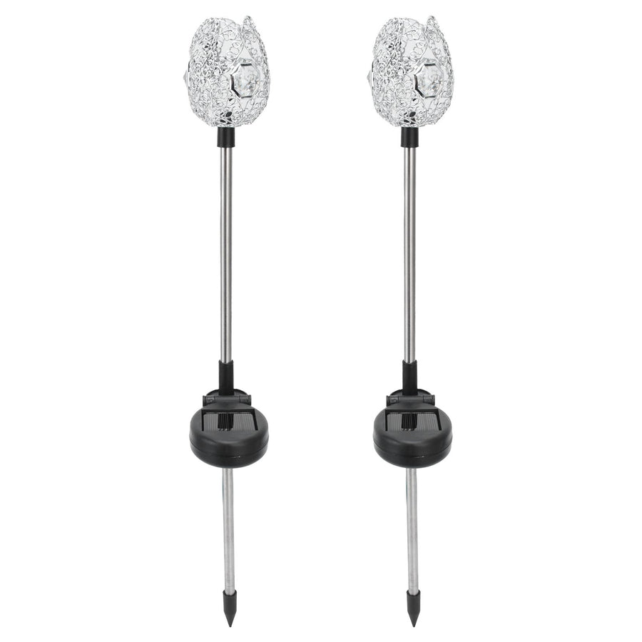 2PCS Solar Garden Light Waterproof Solar Powered Stake Lawn Lamp for Outdoor Courtyard Decor Warm Light