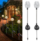 2PCS Solar Garden Light Waterproof Solar Powered Stake Lawn Lamp for Outdoor Courtyard Decor Warm Light