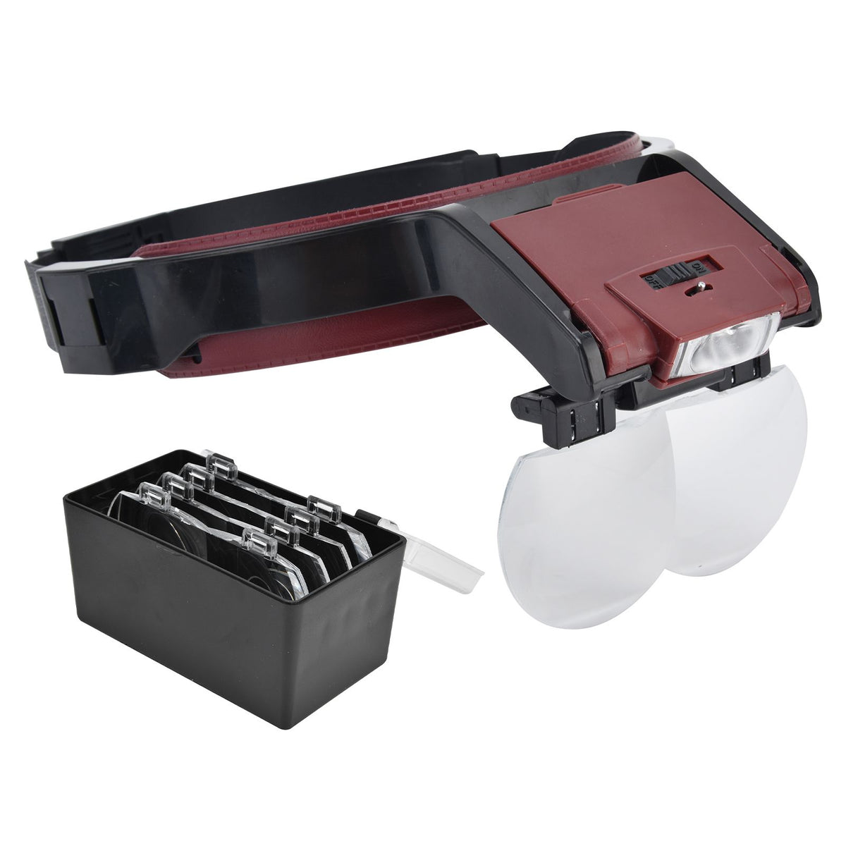 LED Head-mounted Jewelry Magnifying Glass Four Groups of Lenses Head-mounted Magnifier for Reading Painting Repairing Appreciating Jewelry