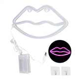 LED Neon Light Lip Shape USB Or Battery Powered Decoration Night Light for Bedroom Bar Festival